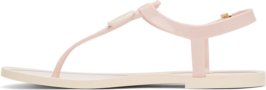 Valentino Garavani Pink Rubber VLogo Flat Sandals - Picture 4
