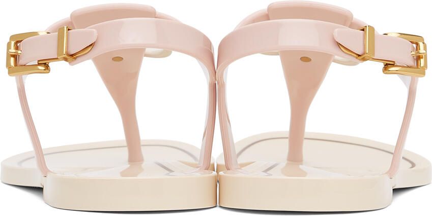 Valentino Garavani Pink Rubber VLogo Flat Sandals - Picture 2