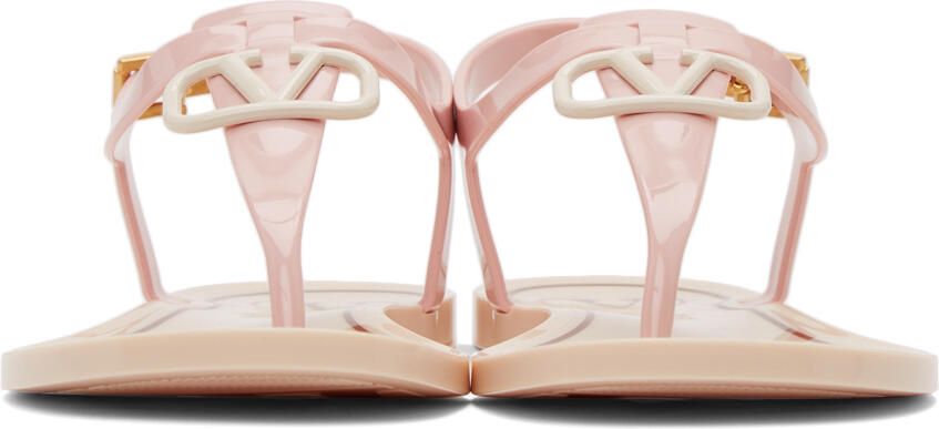 Valentino Garavani Pink VLogo Flat Sandals - Picture 3