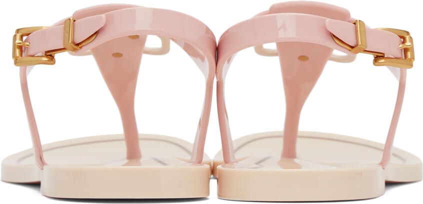 Valentino Garavani Pink VLogo Flat Sandals - Picture 2