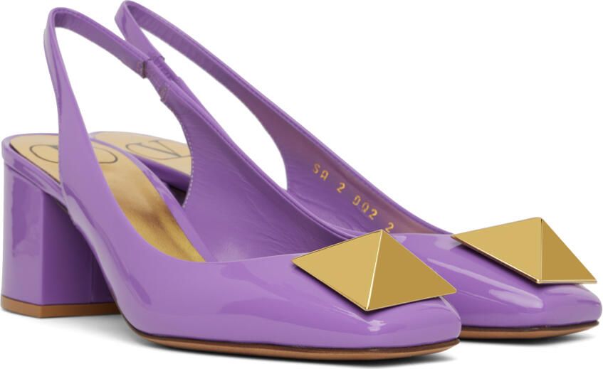 Valentino Garavani Purple One Stud Slingback Heels - Picture 2