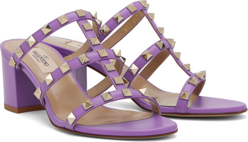 Valentino Garavani Purple Rockstud Heeled Sandals - Picture 2