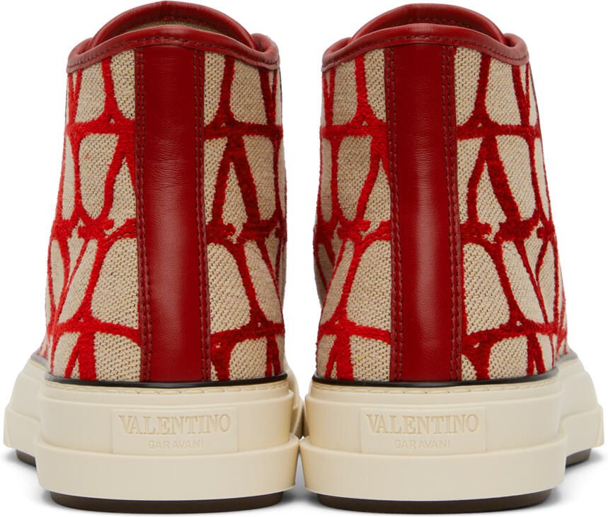 Valentino Garavani Red & Beige Iconographe Totaloop Sneakers