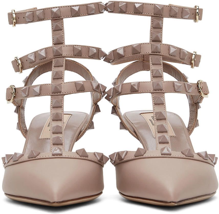 Valentino Garavani Taupe Rockstud Cage Heels - Picture 2