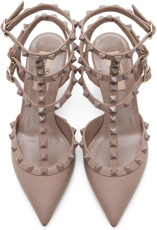 Valentino Garavani Taupe Rockstud Cage Heels - Picture 3