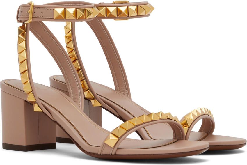 Valentino Garavani Taupe Rockstud Heeled Sandals - Picture 2
