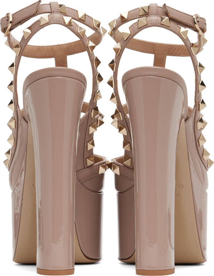 Valentino Garavani Taupe Rockstud Platform Heels - Picture 3