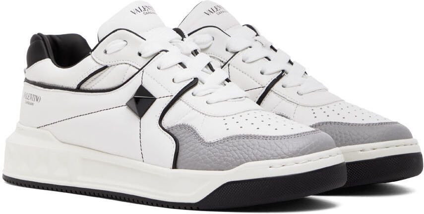 Valentino Garavani White & Black One Stud Sneakers - Picture 2