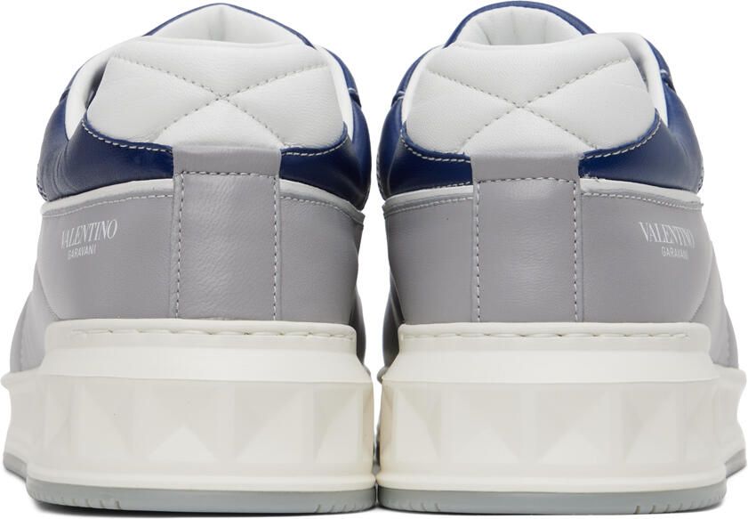 Valentino Garavani White & Blue One Stud Sneakers