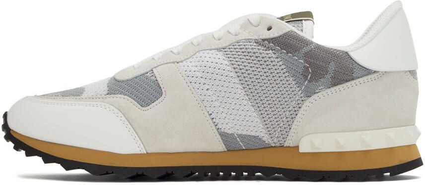 Valentino Garavani White & Gray Rockrunner Sneakers - Picture 3
