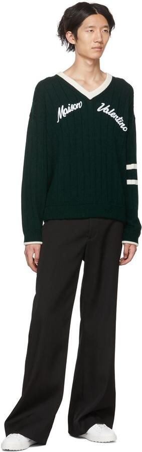 Valentino Garavani White & Green VLTN Low-Top Sneakers - Picture 4