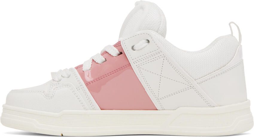 Valentino Garavani White & Pink Open Skate Sneakers - Picture 3