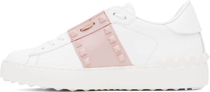 Valentino Garavani White & Pink Rockstud Sneaker - Picture 3