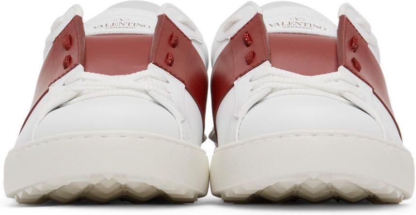 Valentino Garavani White & Red Leather Open Sneakers - Picture 3