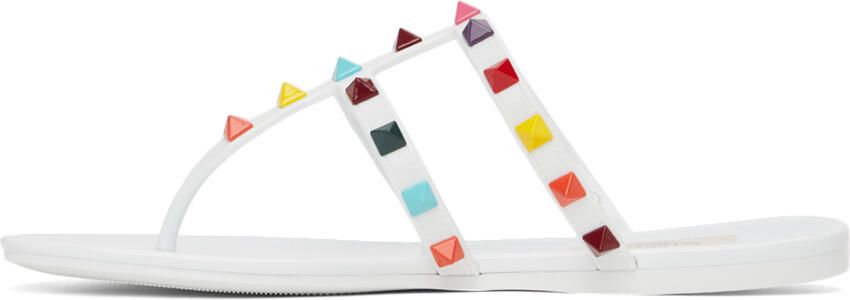 Valentino Garavani White Rockstud Slide Sandals - Picture 4