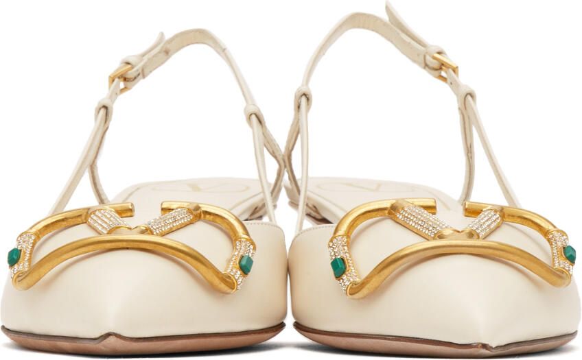 Valentino Garavani White VLogo Cabochon Slingback Heels - Picture 3