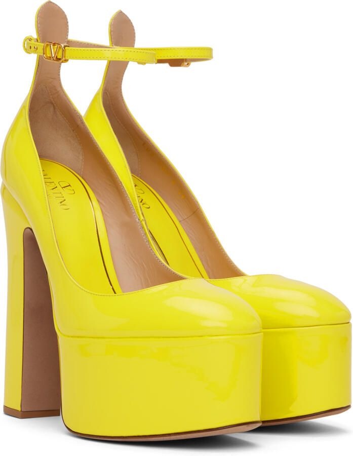 Valentino Garavani Yellow Tan-Go Platform Heels - Picture 2