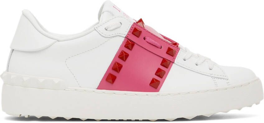 Valentino Garavani White & Pink Untitled Open Sneakers