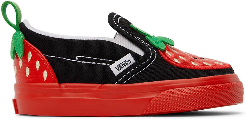 Vans Baby Black & Red Slip-On V Berry Sneakers
