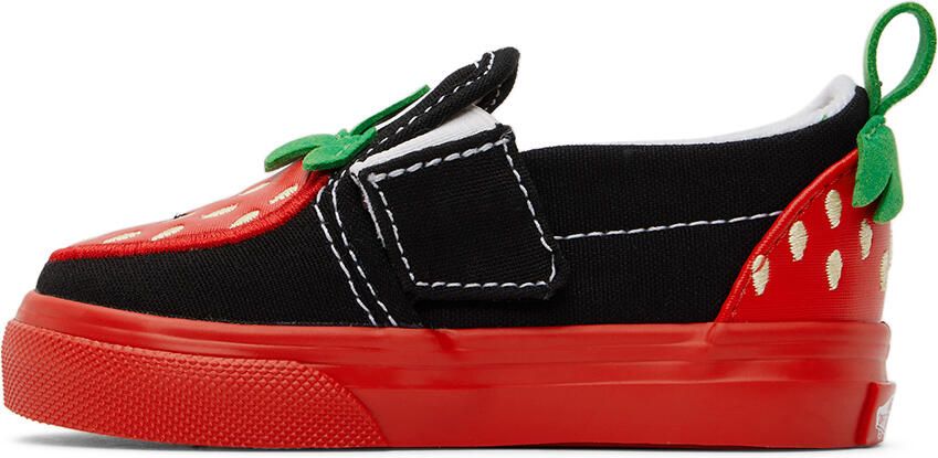 Vans Baby Black & Red Slip-On V Berry Sneakers - Picture 3