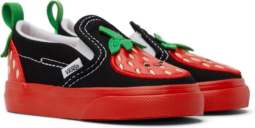 Vans Baby Black & Red Slip-On V Berry Sneakers - Picture 2