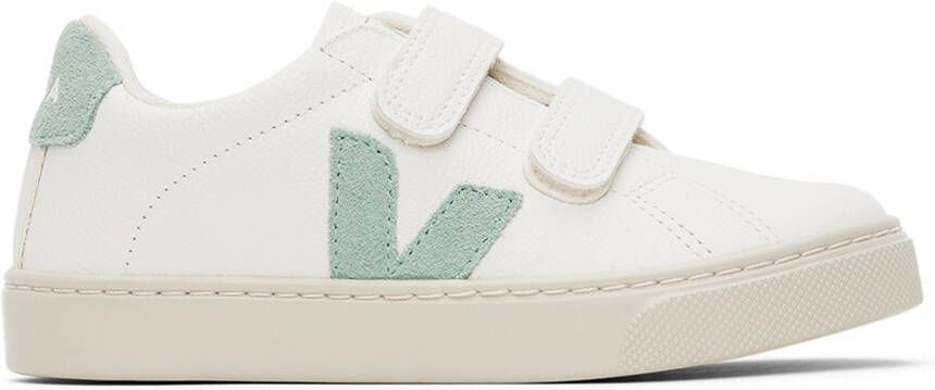 VEJA Kids White & Green Esplar Sneakers