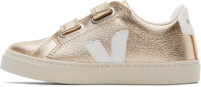 VEJA Kids Gold & White Leather Esplar Sneakers - Picture 4