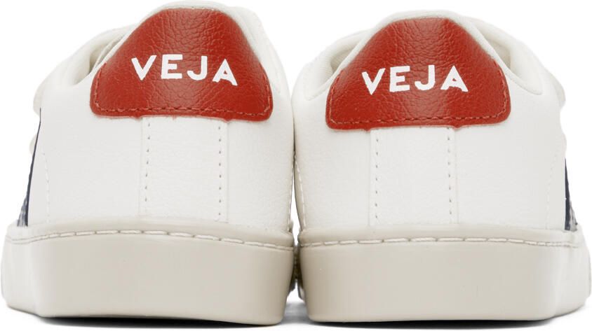 VEJA Kids White & Navy Leather Esplar Sneakers