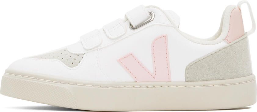 VEJA Kids White & Pink V-10 Sneakers - Picture 3