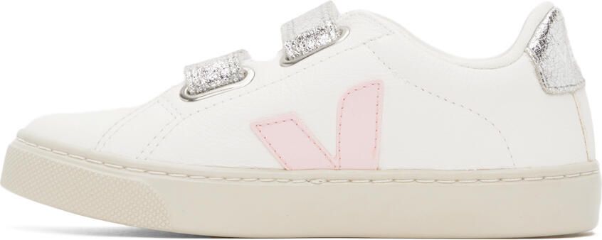 VEJA Kids White & Silver Leather Esplar Sneakers - Picture 3