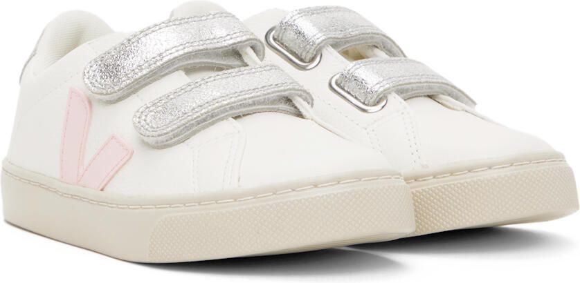 VEJA Kids White & Silver Leather Esplar Sneakers - Picture 2