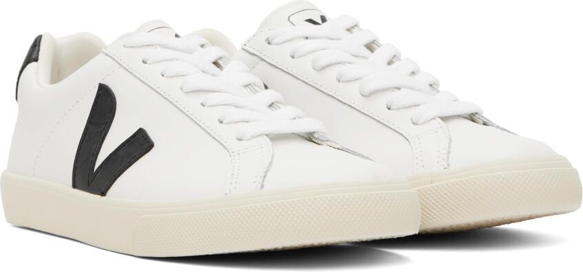 VEJA White & Black Leather Esplar Sneakers - Picture 2
