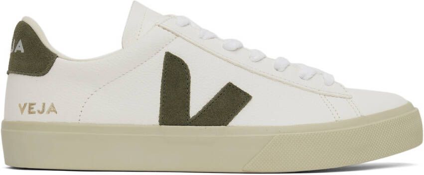 VEJA White & Khaki Leather Campo Sneakers