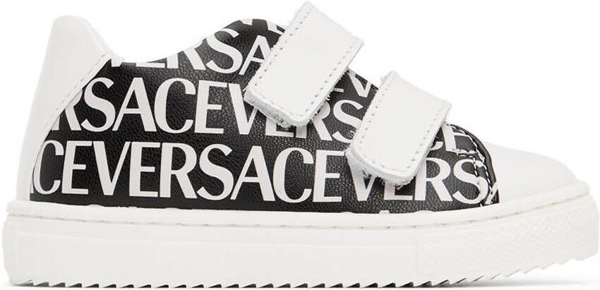Versace Baby Black & White Allover Sneakers