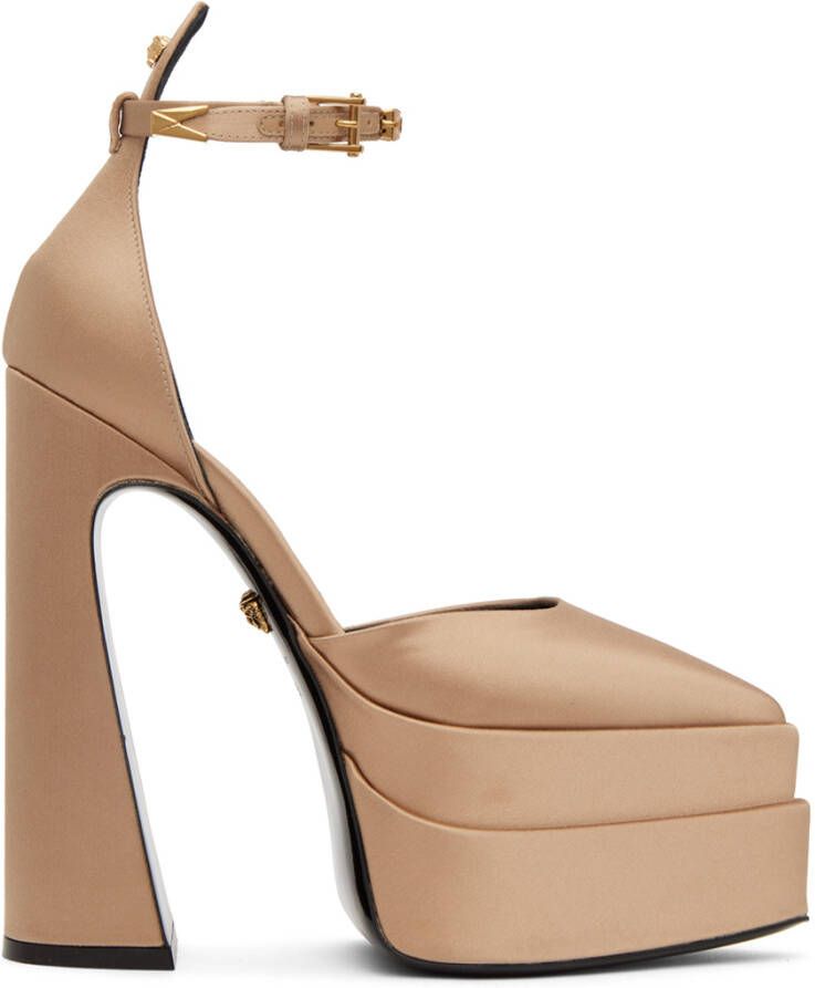 Versace Beige Aevitas Pointy Platform Heels