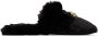 Versace Black Faux-Fur Palazzo Slippers - Thumbnail 1