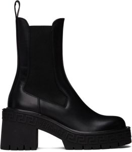 Versace Black Greca Chelsea Boots