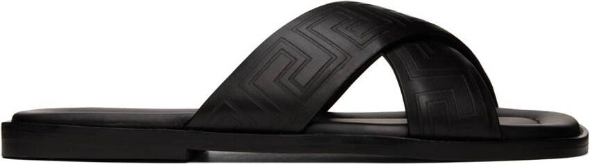 Versace Black Greca Sandals