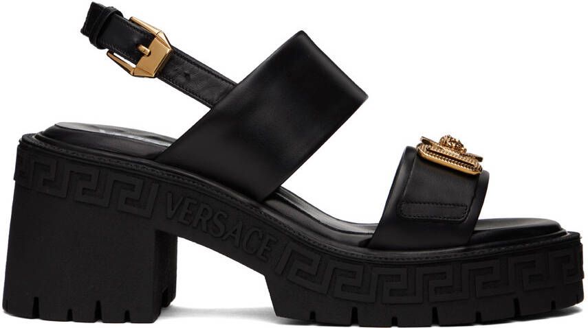 Versace Black Medusa Biggie Heeled Sandals