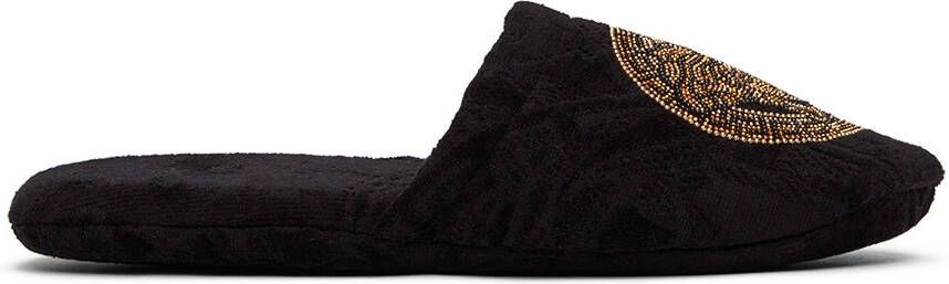 Versace Black Medusa Greca Slippers