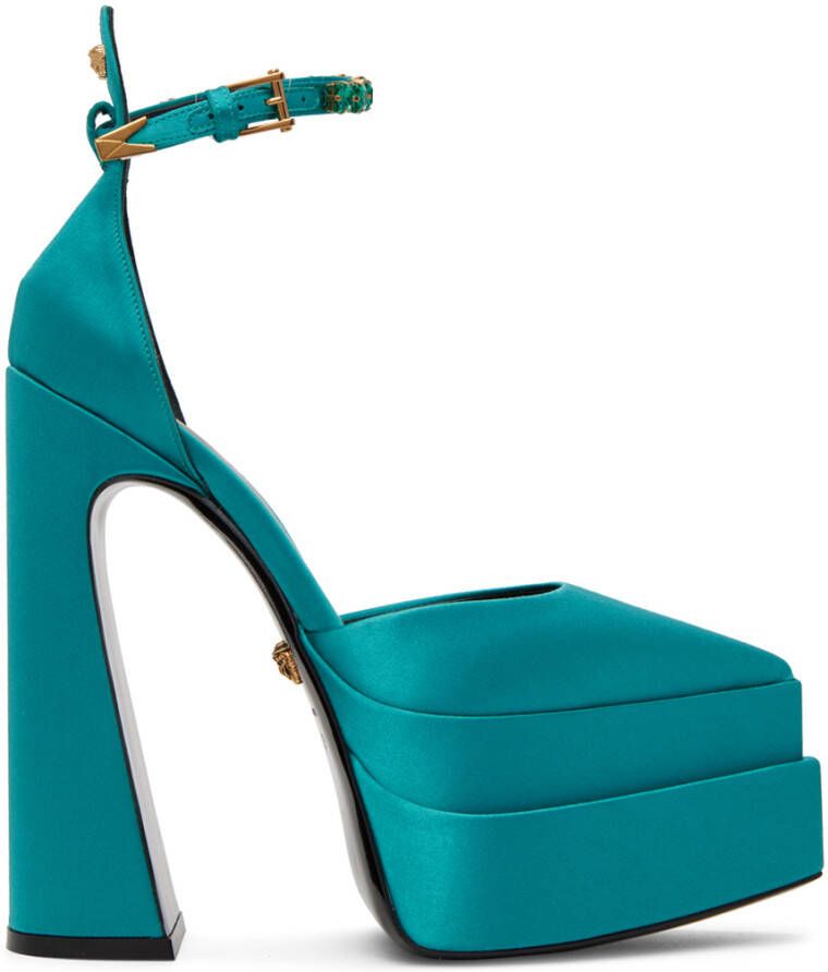 Versace Blue Aevitas Pointy Platform Heels