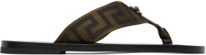 Versace Green & Black Greca Flip Flops