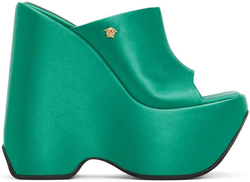 Versace Green Triplatform Mules