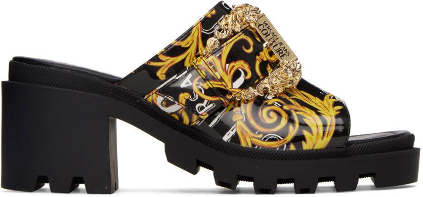 Versace Jeans Couture Black & Gold Winny Heeled Sandals