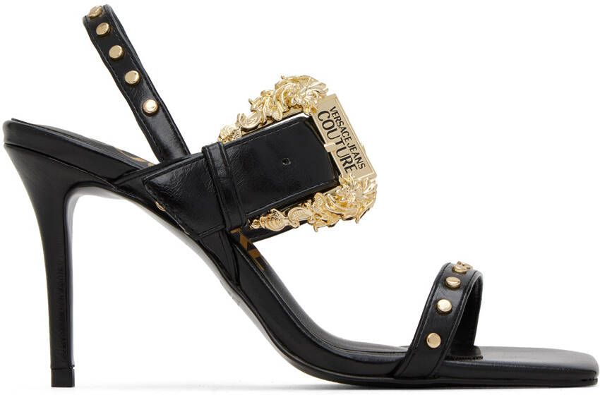 Versace Jeans Couture Black Emily Baroque Heeled Sandals