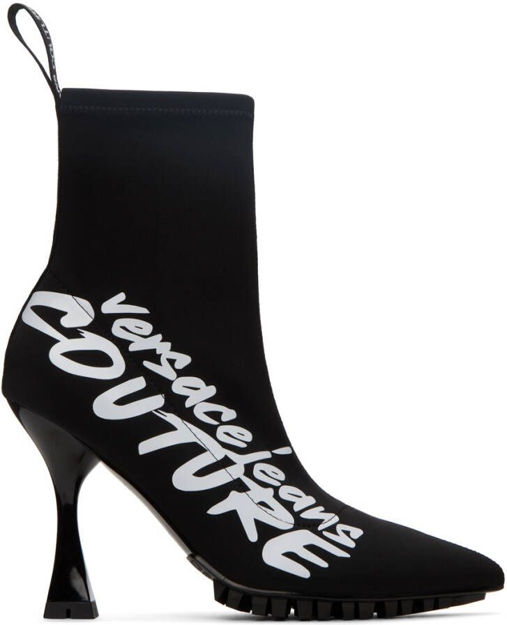 Versace Jeans Couture Black Flair Logo Ankle Boots