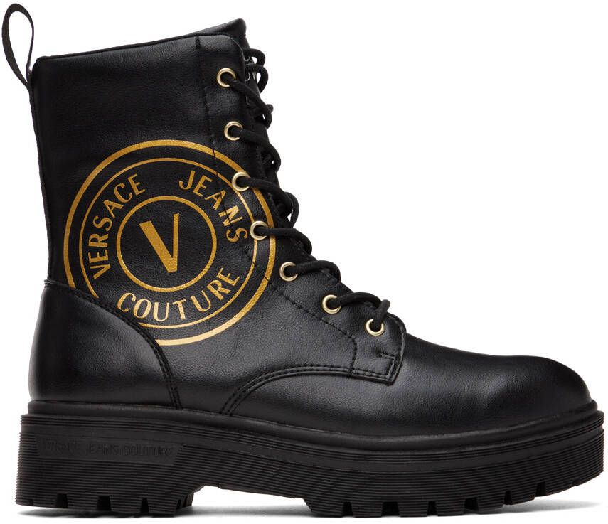 Versace Jeans Couture Black Logo Boots