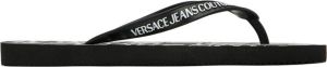 Versace Jeans Couture Black Logo Flip Flops