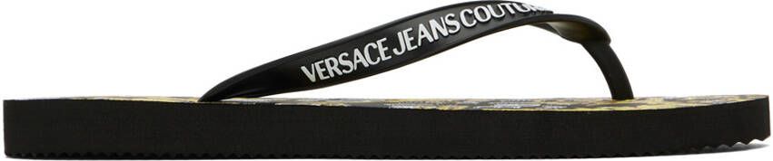 Versace Jeans Couture Black Printed Flip Flops