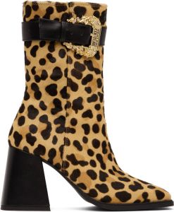 Versace Jeans Couture Tan & Brown Alicia Ankle Boots
